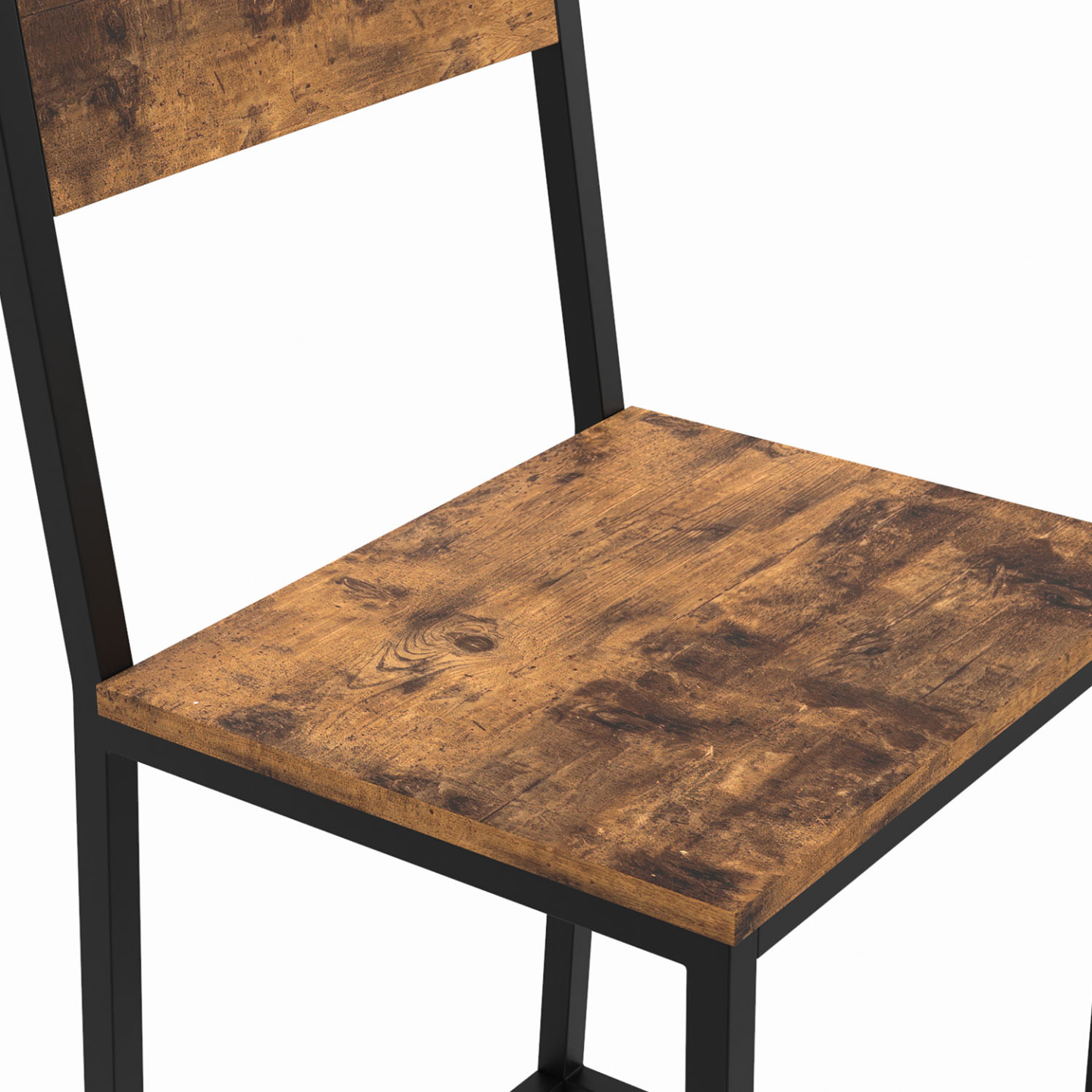 Lot de 4 tabourets de bar industriel avec dossier repose-pied hauteur assise 76 cm métal panneaux multicouches imitation bois clair