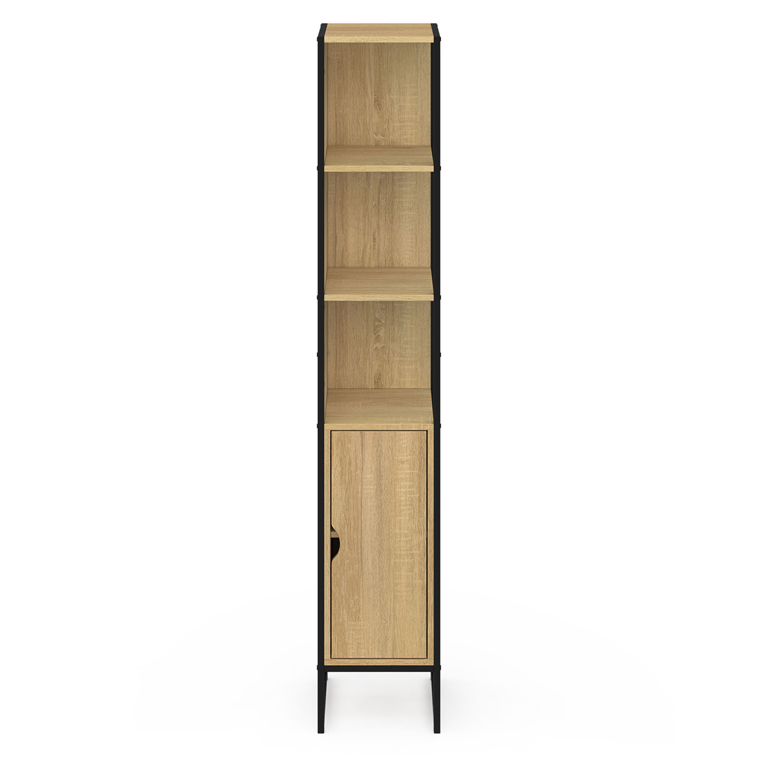 Colonne Pivotante Salle De Bain ELIA Hêtre Noir - Meuble Avec Miroirs Et Rangements