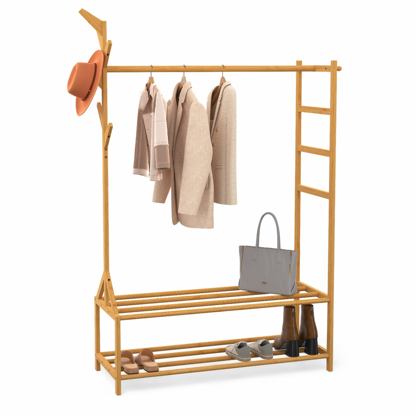 Perchero de bambú con percha y estantes RITA ID Market