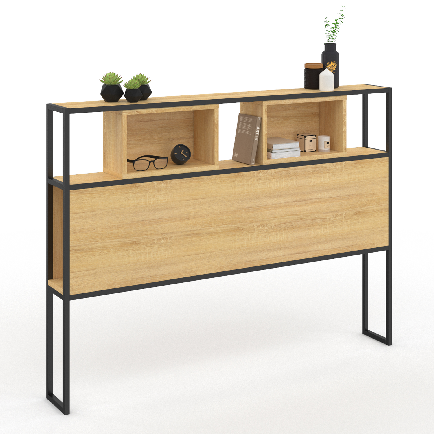 Tête de lit industrielle 165 cm bois et métal