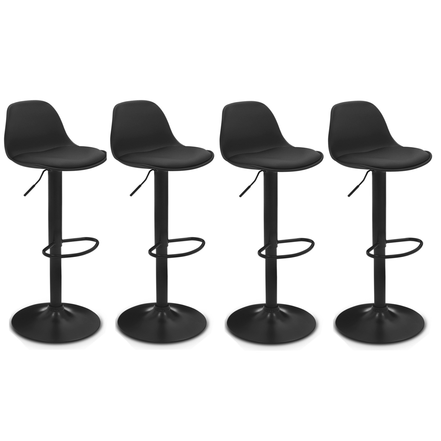 Juego de 4 taburetes de bar de diseño negro - KARL | IdMarket España