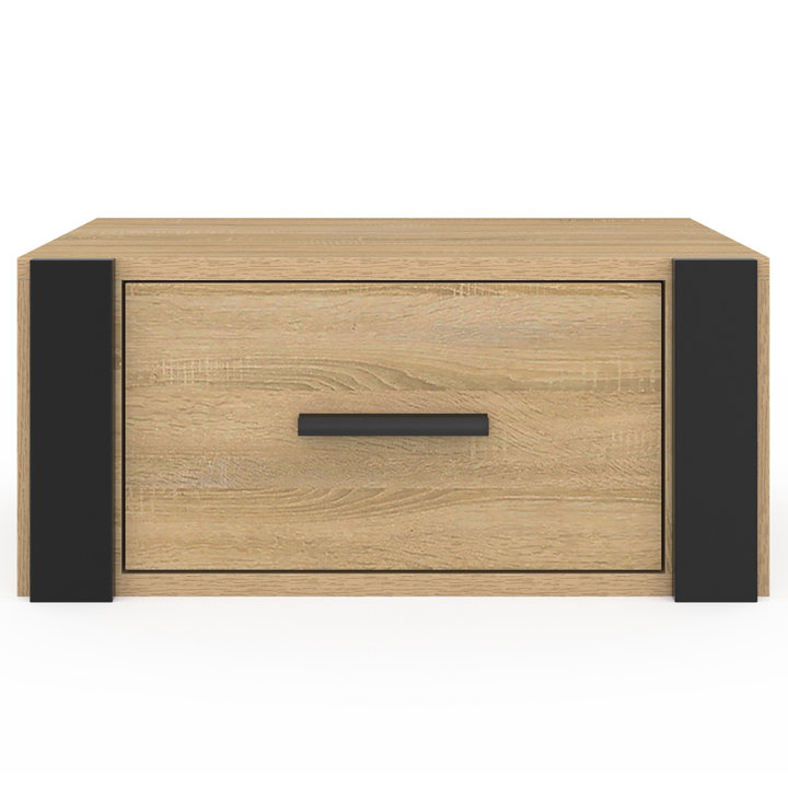 Lot de 2 tables de chevet murales ONYX étagère suspendue bois et noir Lot de 2 tables de chevet murales ONYX étagère suspendue bois et noir