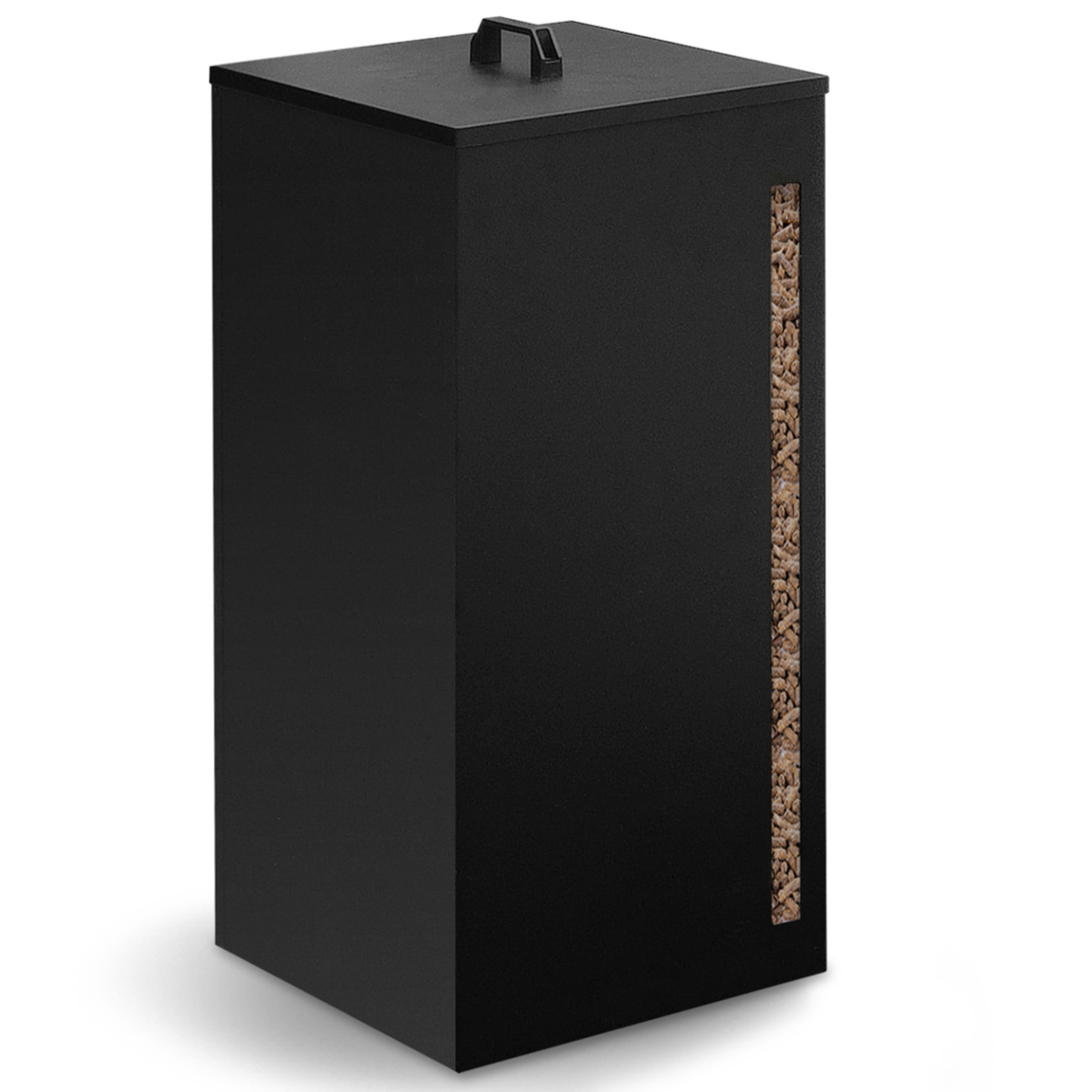 Réservoir à Granulés 55 Kg Noir IDMarket - Dimensions 36x36x87 Cm - Acier - Neuf