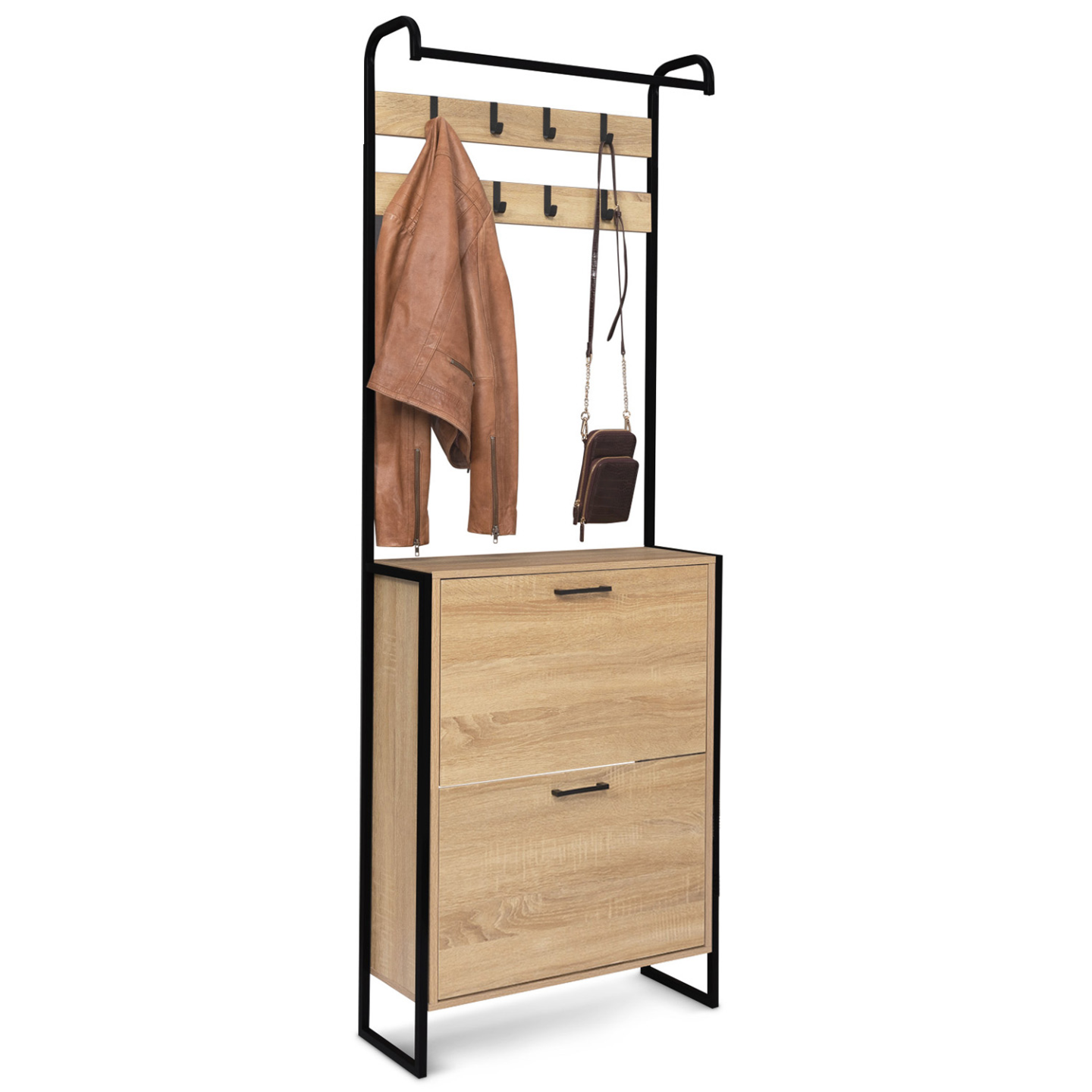 Meuble Entrée Vestiaire HOOBRO Style Industriel Avec Étagère Chaussures 5 Niveaux