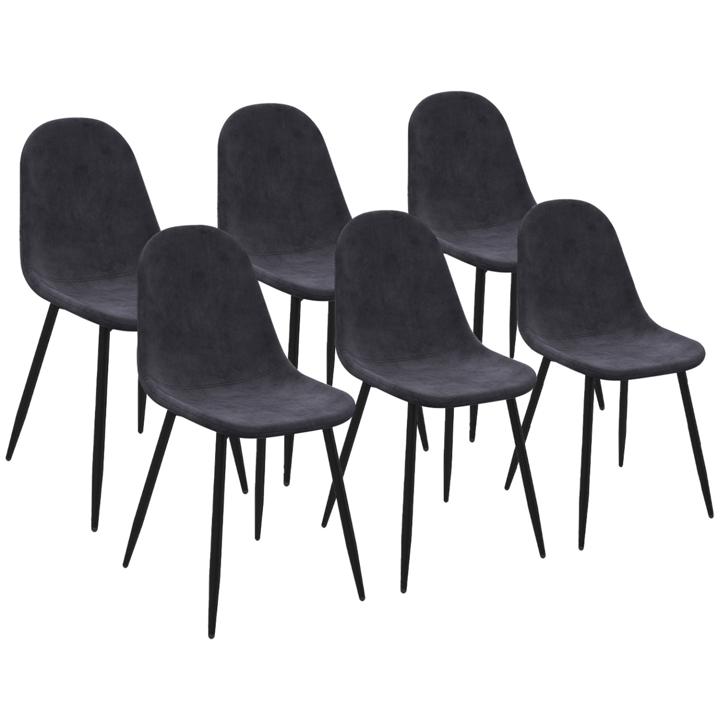 Lot De 6 Chaises De Salle à Manger MILA - Velours Taupe, Pieds Métal Noir, Design Moderne (46x55x88 Cm) - 10