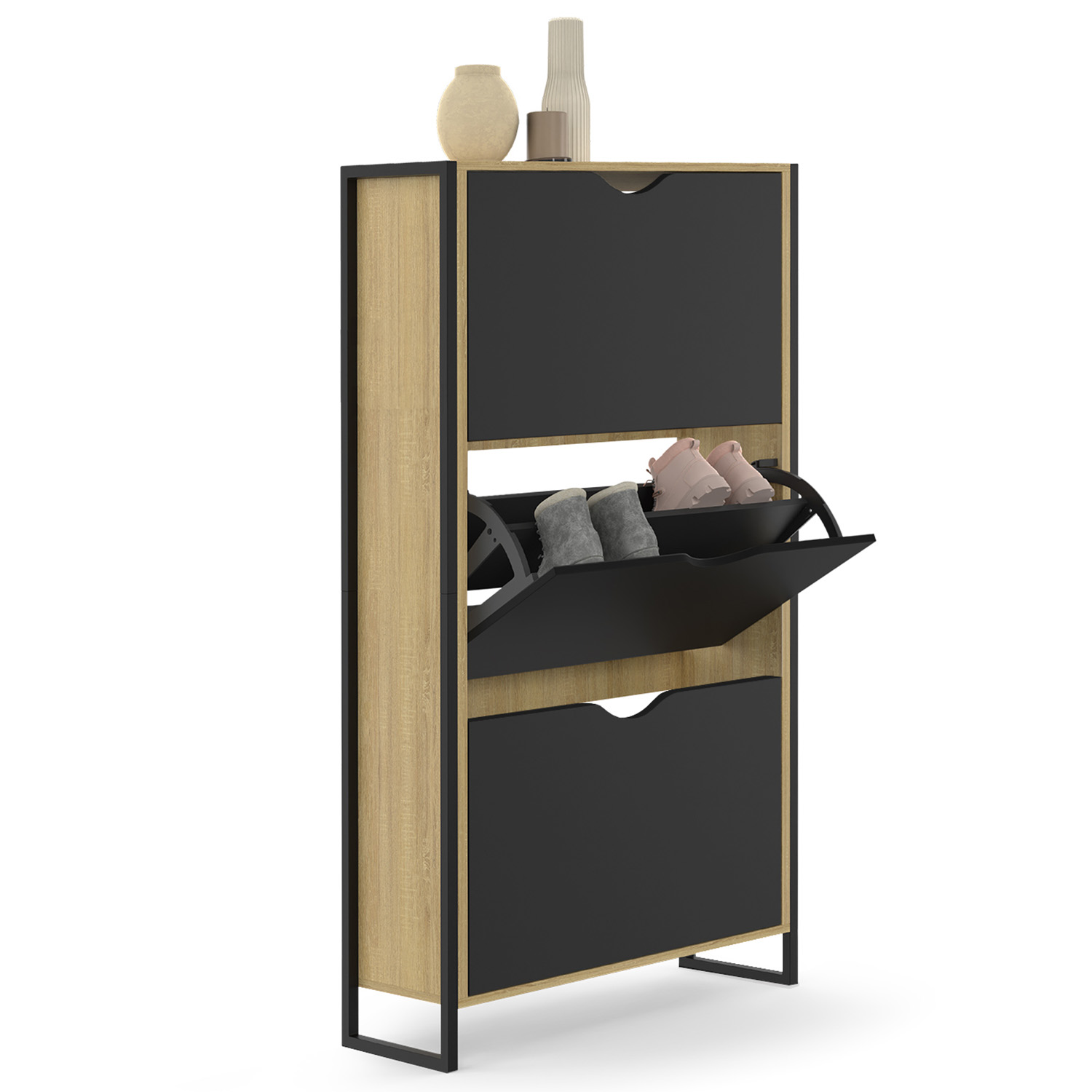 Meuble à chaussures industriel avec 3 portes