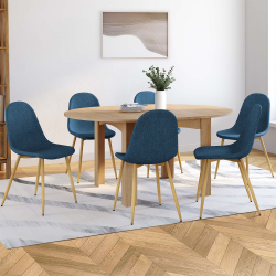 16562 - Sedie da pranzo scandinave in tessuto blu anatra Lot de 6 chaises scandinaves DAPHNE en tissu bleu canard pour salle à manger
