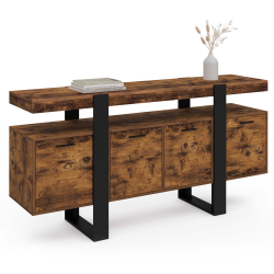 16378 - Credenza XXL a 4 ante in legno anticato e nero 160 cm Buffet 160 cm PHOENIX XXL 4 portes bois effet vieilli et noir