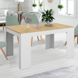 16647 - Consolle allungabile in legno e bianco Table console extensible ORLANDO 6 personnes 140 cm bois blanc et façon hêtre