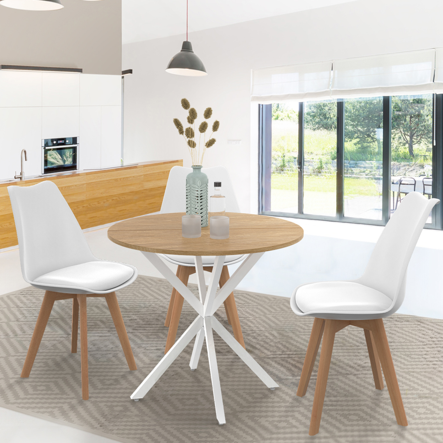 Table à Manger Ronde Tribesigns 80 Cm - Pour 2 à 4 Personnes - Style Vintage, Pied Octogonal Et Plateau Robuste - Parfaite Pour Salle à Manger Ou Cuisine