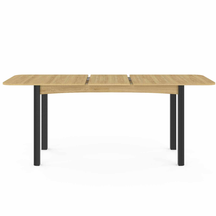 Table à Manger Extensible SELMA 6-10 Personnes - Bois Et Noir, Dimensions 160-200 X 90 X 75 Cm