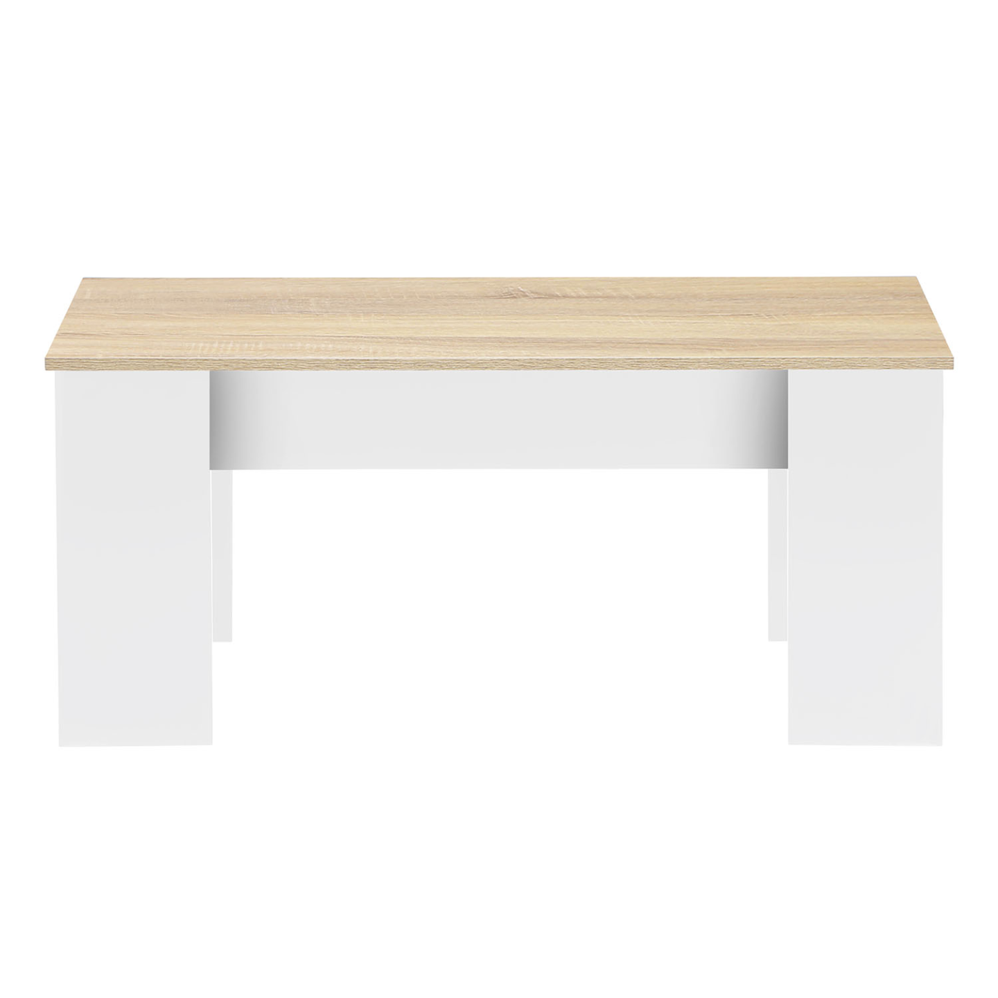 IDMarket Table Basse Tara Plateau Relevable Convertible En Table à Manger - Blanc Et Hêtre