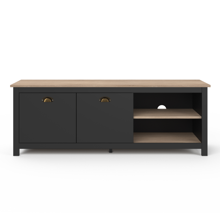 Meuble TV 140 cm vintage ISIS bois et noir Meuble TV 140 cm vintage ISIS bois et noir