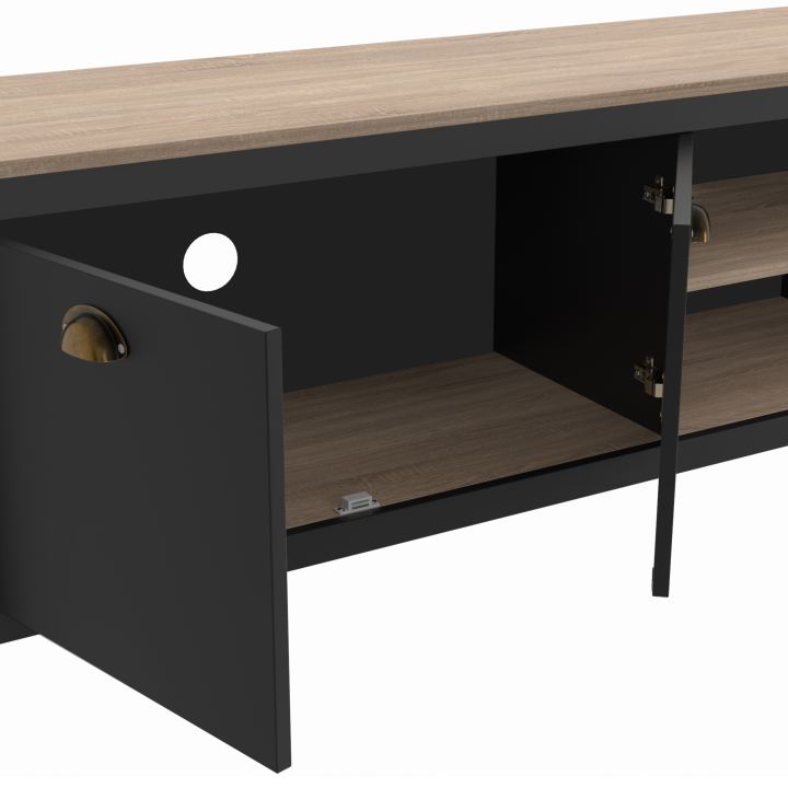 Meuble TV 140 cm vintage ISIS bois et noir Meuble TV 140 cm vintage ISIS bois et noir
