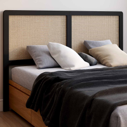 16170 - Testata nera e in canna 160 cm Tête de lit EDHEN cannage et noir 160 CM