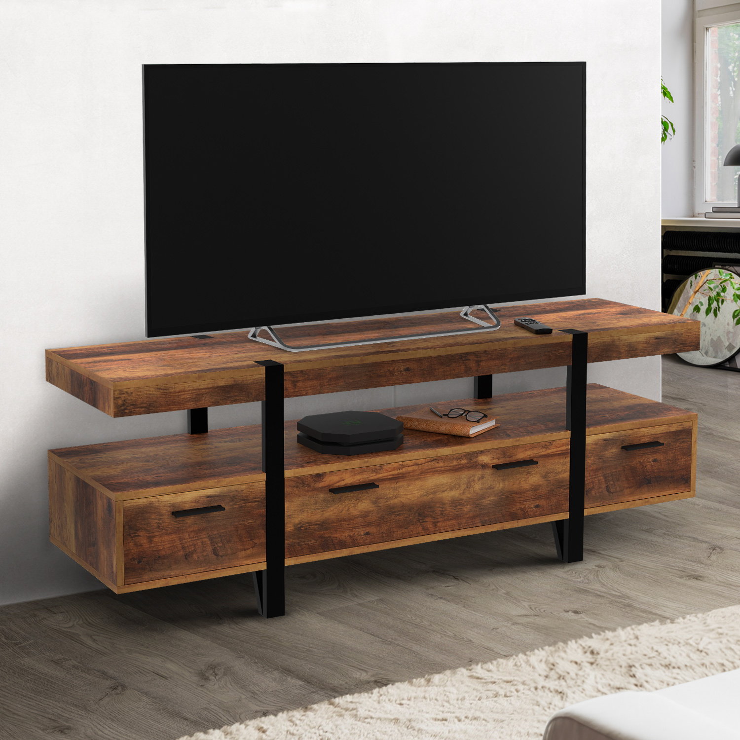 Meuble TV 140cm avec rangements