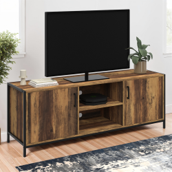 16544 - Industrielles TV-Möbel 140 cm dunkles Holz mit 2 Türen Meuble TV 140 cm HAWKINS 2 portes bois foncé design industriel