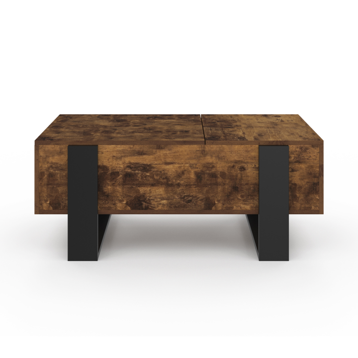 IDMarket - Tavolino Rettangolare PHOENIX Con Cassetti | 100 Cm | Stile In Legno Effetto Invecchiato E Nero | Per Salotto Moderno E Rustico
