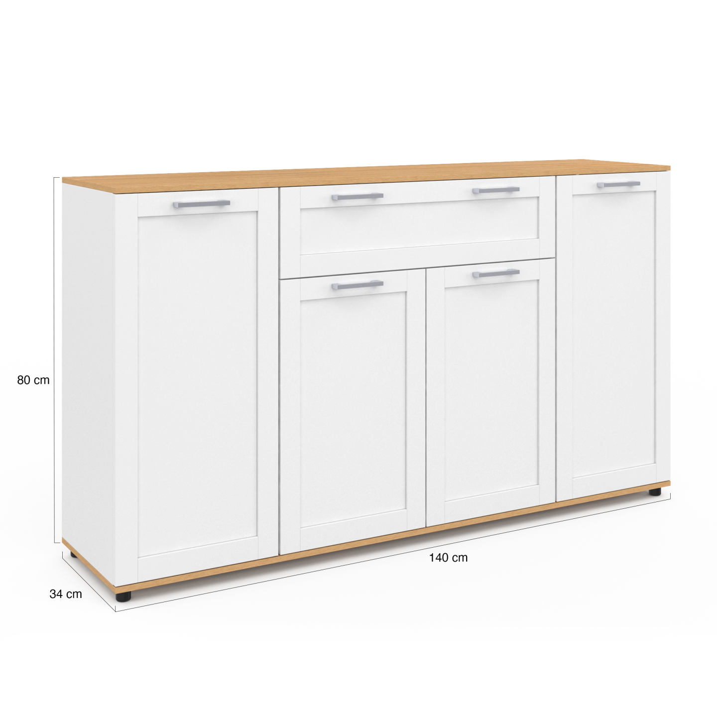 IDMARKET Buffet 160 Cm PHOENIX XXL 4 Portes Bois Effet Vieilli Et Noir - Maison