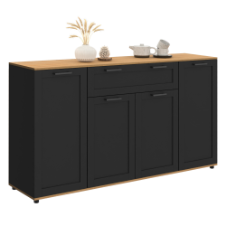 16181 - Credenza in legno e nero 4 ante 1 cassetto Credenza in legno e nero con 4 ante e 1 cassetto 140cm - VITO | ID Market