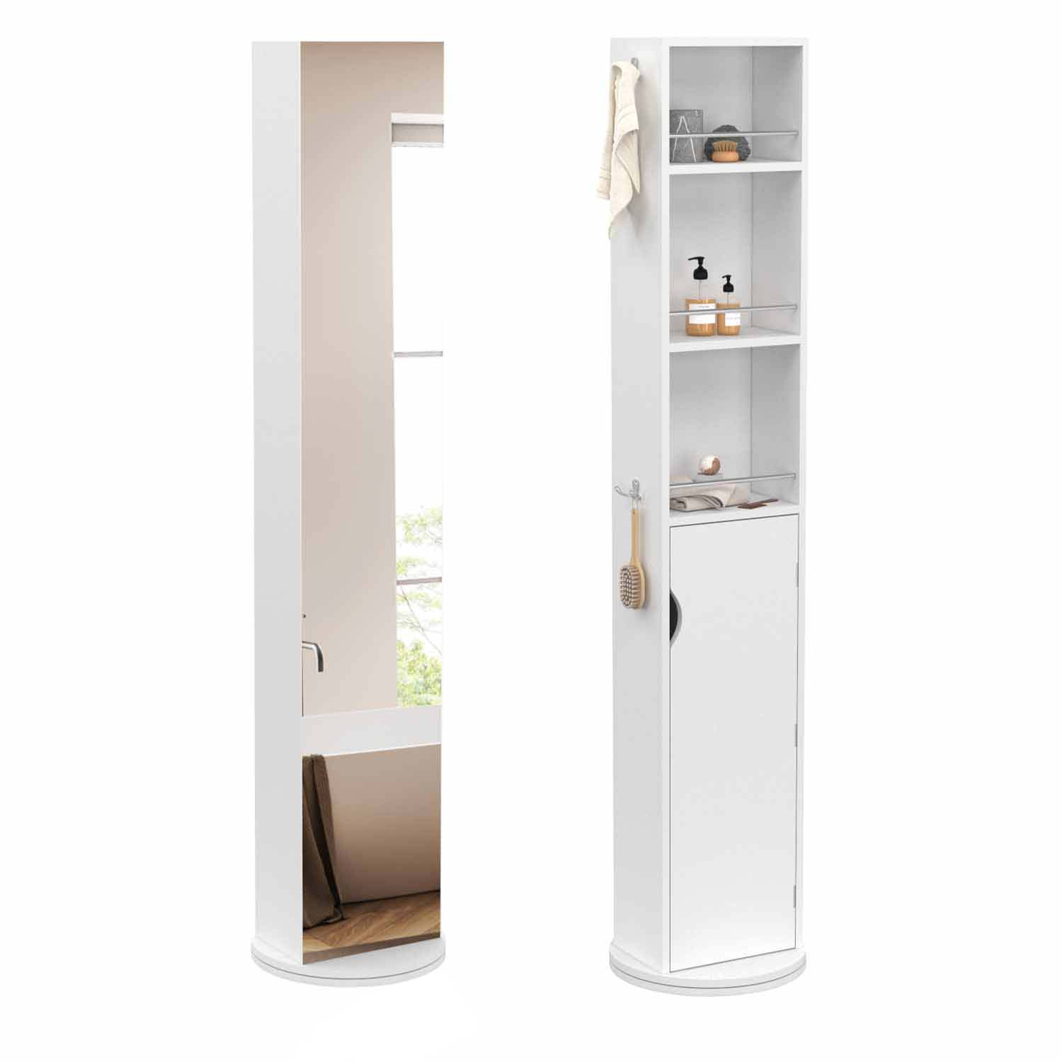 Meuble colonne salle de bain pivotant blanc