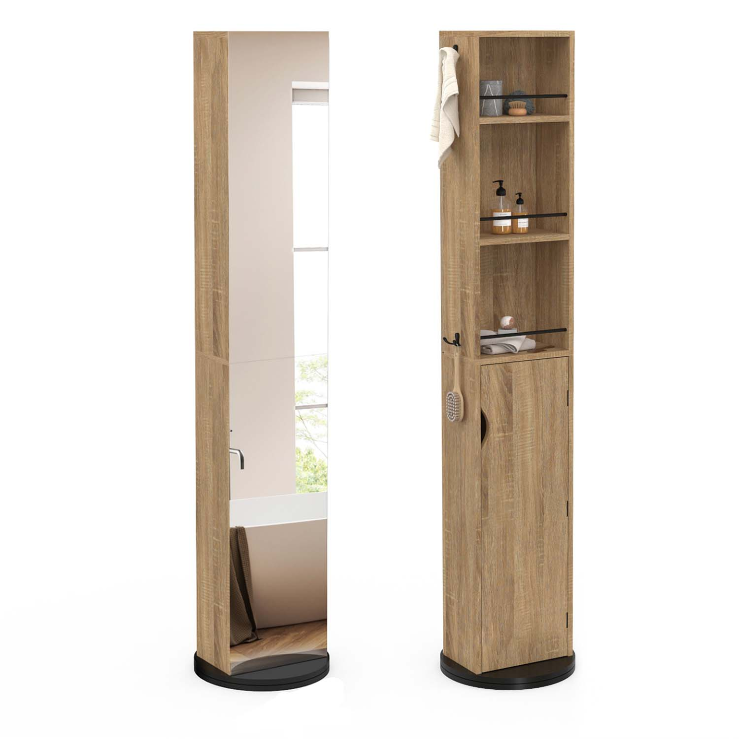 Mueble de baño de haya y negro con espejo ELIA ID Market