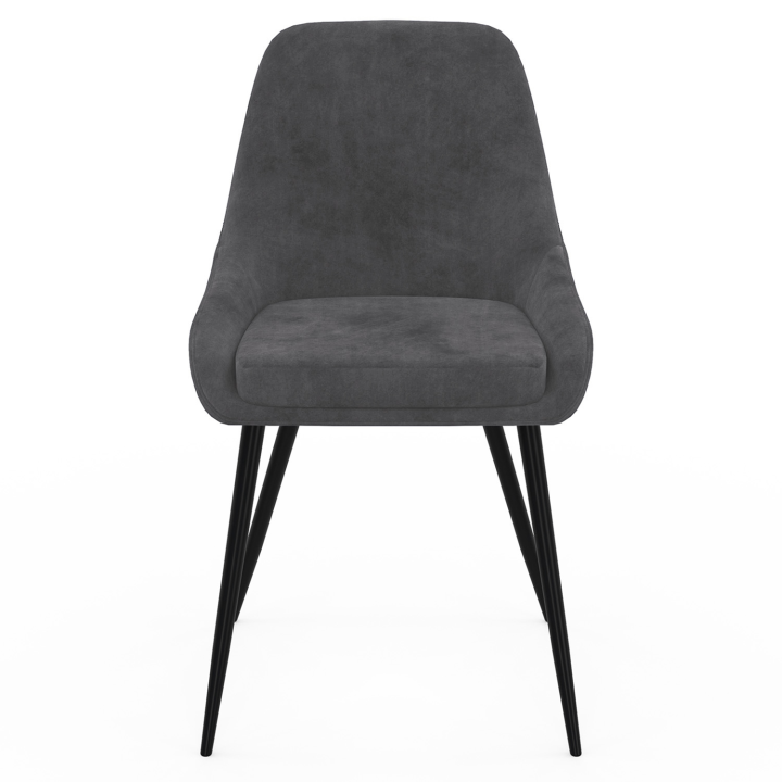 Lot de 4 chaises THALYA en velours gris foncé avec accoudoirs Lot de 4 chaises THALYA en velours gris foncé avec accoudoirs