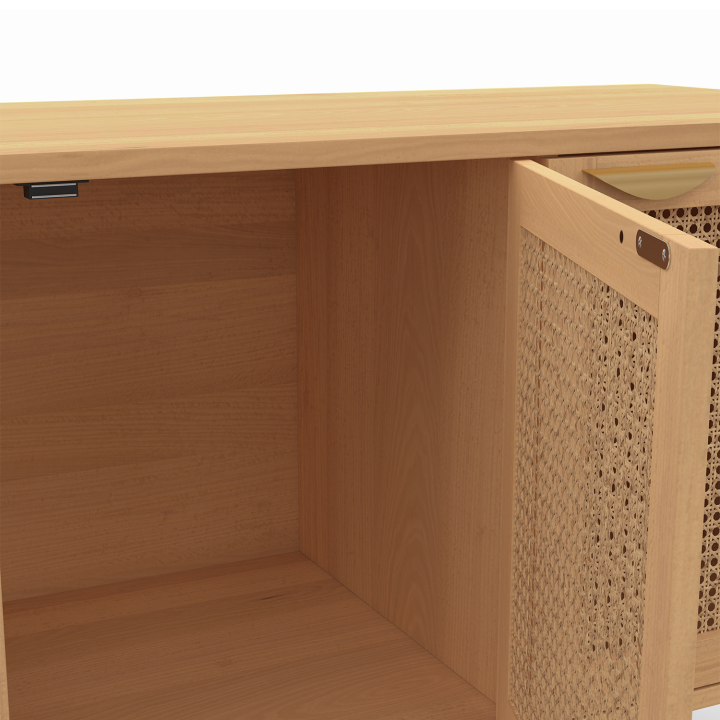 Buffet bas 110 cm EDHEN 3 portes avec cannage Buffet bas 110 cm EDHEN 3 portes avec cannage