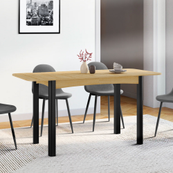16336 - Tavolo da pranzo rettangolare allungabile in legno e nero Table à manger extensible rectangle JUNE 4-6 personnes bois et noir 120-160 cm