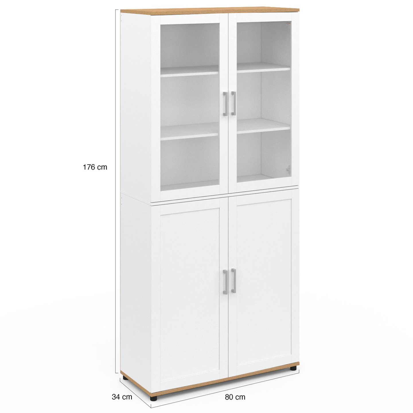 Armoire 2 Portes VITO Blanc - 80 Cm - Penderie + 3 Étagères - Rangement Maxi - Pour Chambre, Entrée, Dressing