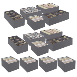 16265 - Set von Aufbewahrungsboxen Organizer für Ankleidezimmer anthrazitgrau Lot de 14 boites de rangement tiroir organisateurs de dressings gris anthracite