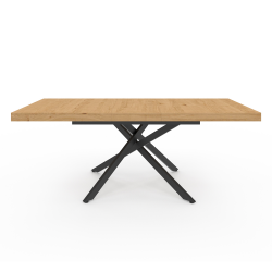16194 - Tavolo da pranzo allungabile in legno e nero 6-10 persone 160-200 cm Table à manger extensible rectangle INES 6-10 personnes bois et noir 160-200 cm
