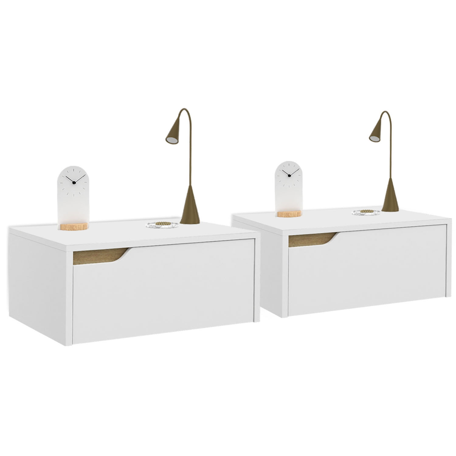 Tables de chevet murales suspendues blanches : lot de 2