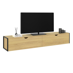 16535 - Mueble TV mural industrial 180 cm con 2 puertas Meuble TV suspendu DETROIT 2 portes design industriel 180 cm