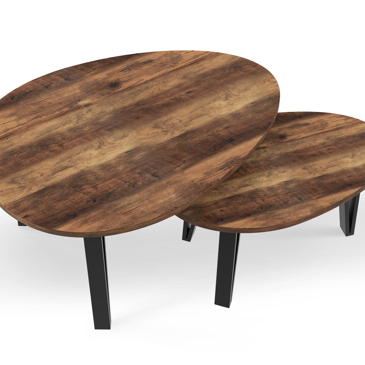IDMarket Lotto Di 2 Tavolini Nido Austria In Legno | Stile Vintage Con Gambe A Spillo Nere