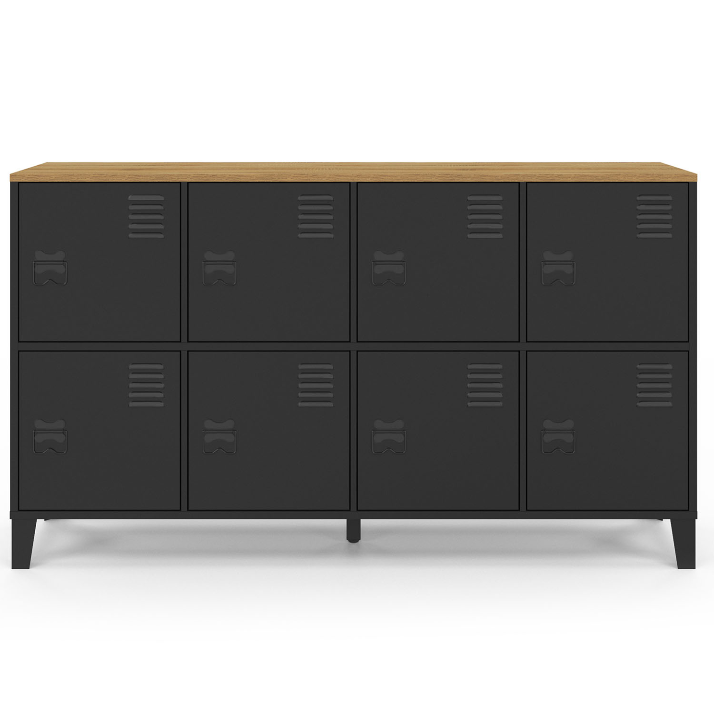 Industrielles Sideboard aus Holz und Metall schwarz 8 Türen 139cm - ESTER