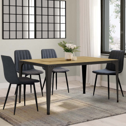 16633 - Tavolo da pranzo industriale in legno e nero per 8 persone Table à manger rectangle NELLY 6 personnes bois et noir design industriel 150 cm