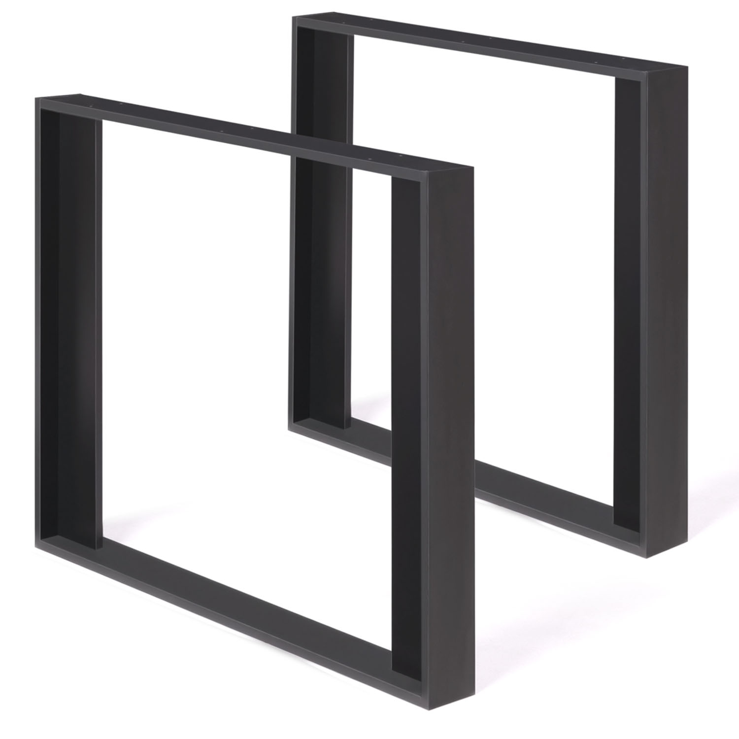 2 pieds de table carrés noir 75 cm