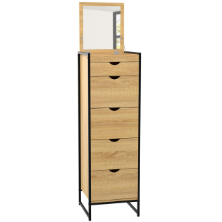 Chiffonnier 5 Tiroirs Detroit - Style Industriel Bois/métal, 45x30 Cm, Rangement Pratique