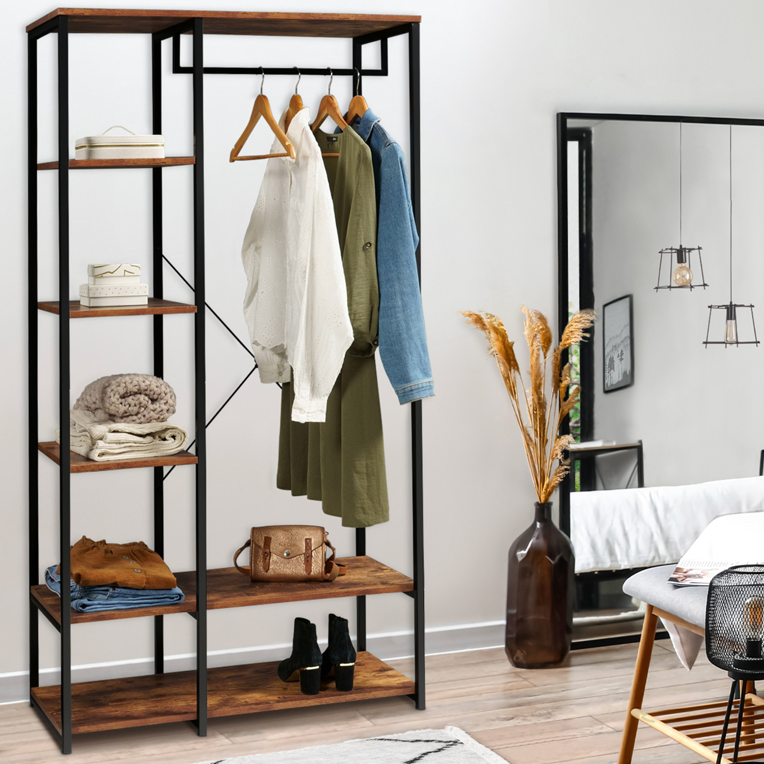 Dressing penderie avec étagères style industriel