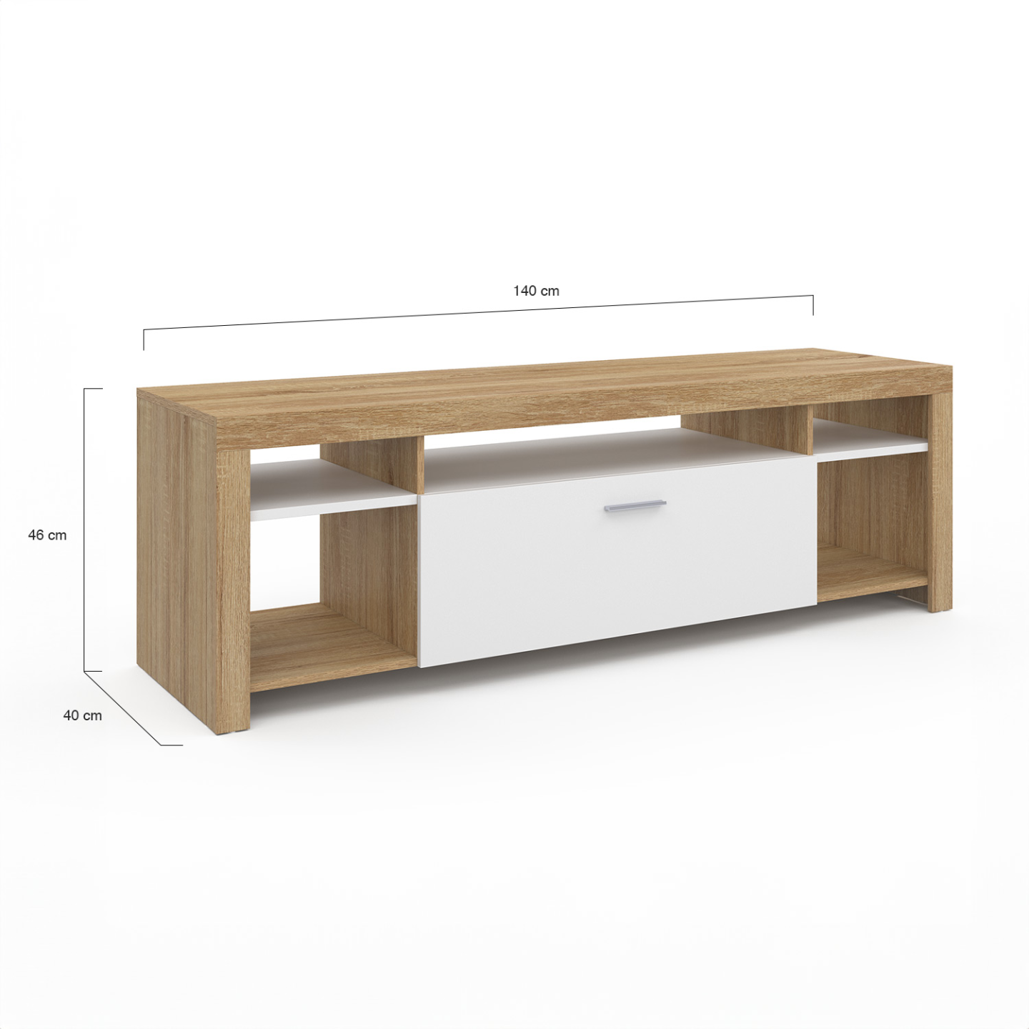IDMarket Mobile TV ISIS – 140 Cm, Stile Vintage, Legno E Nero, Antiribaltamento