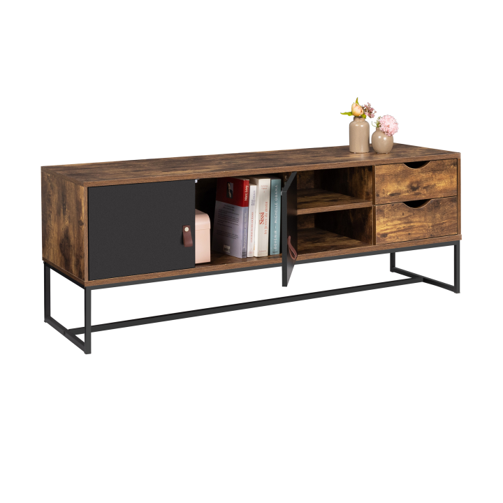 Meuble TV 140 cm CHICAGO 2 portes et tiroirs design industriel Meuble TV 140 cm CHICAGO 2 portes et tiroirs design industriel