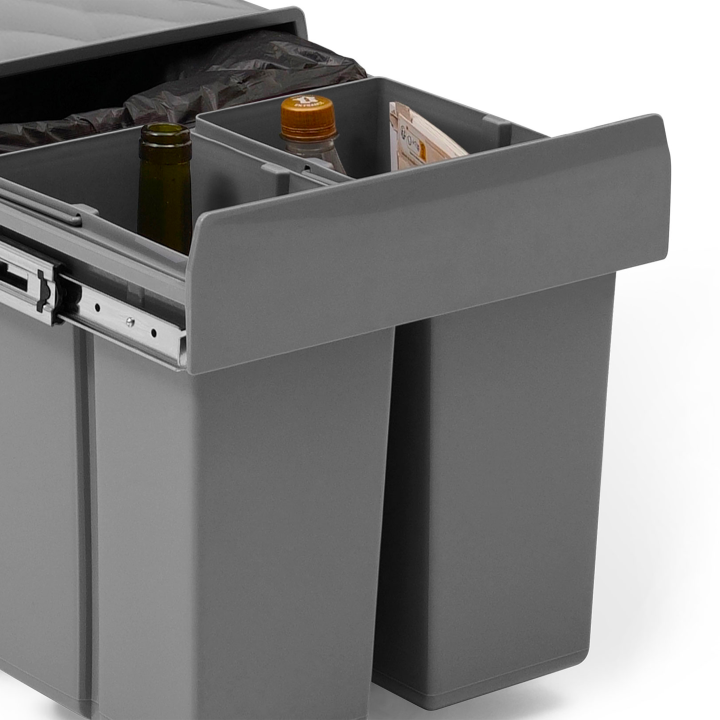 Poubelle de cuisine encastrable 3 compartiments 1x15L et 2x8L tri-sélectif amovible Poubelle de cuisine encastrable 3 compartiments 1x15L et 2x8L tri-sélectif amovible