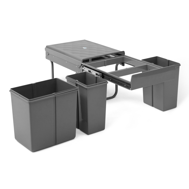 Poubelle de cuisine encastrable 3 compartiments 1x15L et 2x8L tri-sélectif amovible Poubelle de cuisine encastrable 3 compartiments 1x15L et 2x8L tri-sélectif amovible