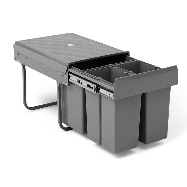 Papelera selectiva integrada con 3 compartimentos extraíbles
