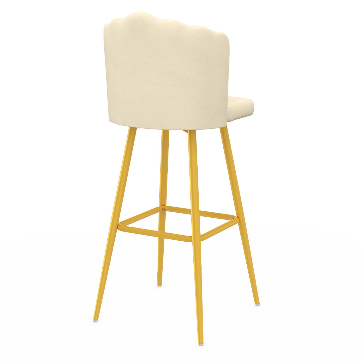 Lote De 2 Taburetes Altos Eleana - Tapizados En Tela Crema Con Patas De Madera De Haya