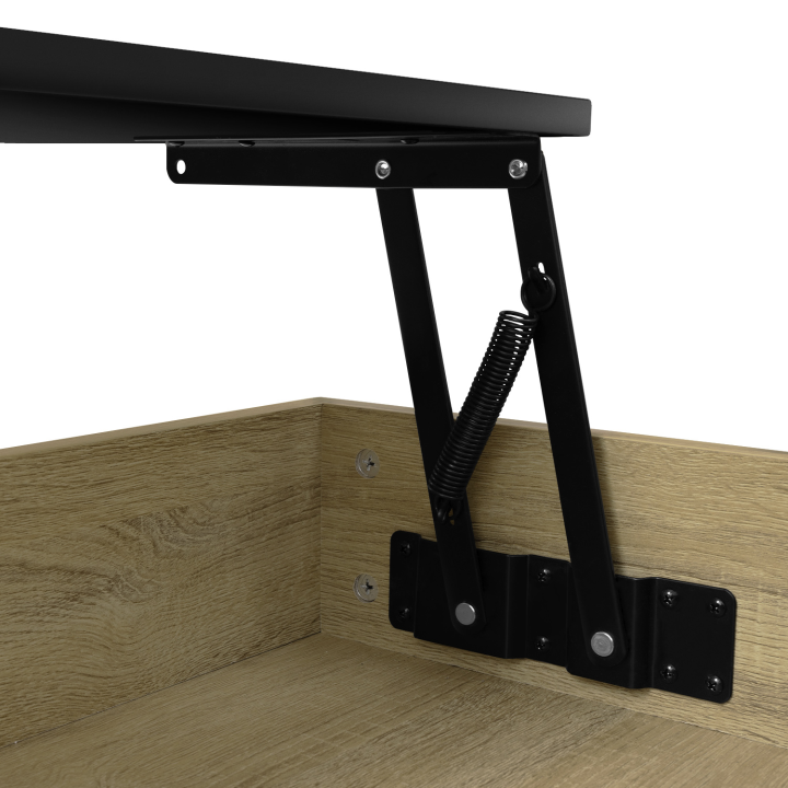 Table basse plateau relevable intégral rectangulaire BOSTON et étagère inférieure design industriel