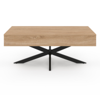 Idmarket – Table haute de bar rectangulaire 100 cm – Pied araignée en métal noir – Plateau MDF bois – Capacité 4 personnes