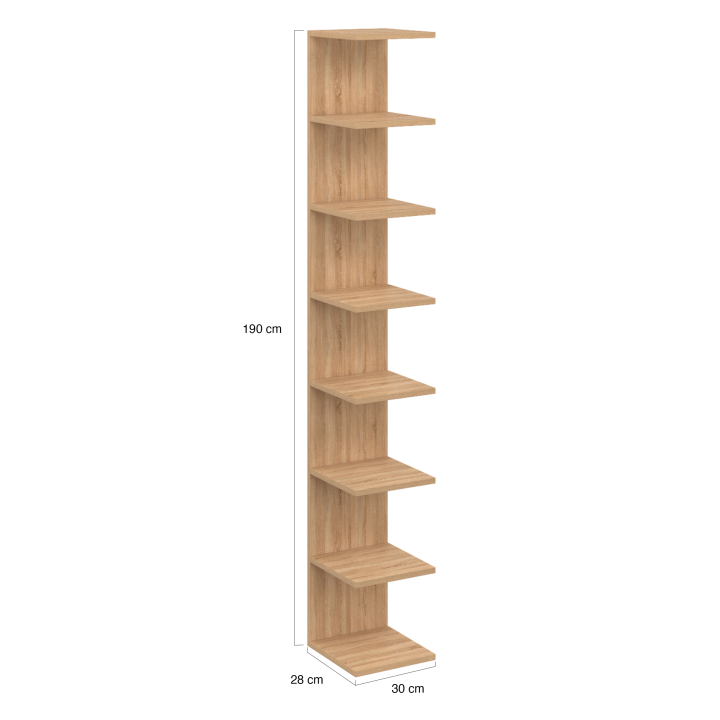 Etagère murale suspendue double position CHIARA 8 étagères façon hêtre 190 cm Etagère murale suspendue double position CHIARA 8 étagères façon hêtre 190 cm