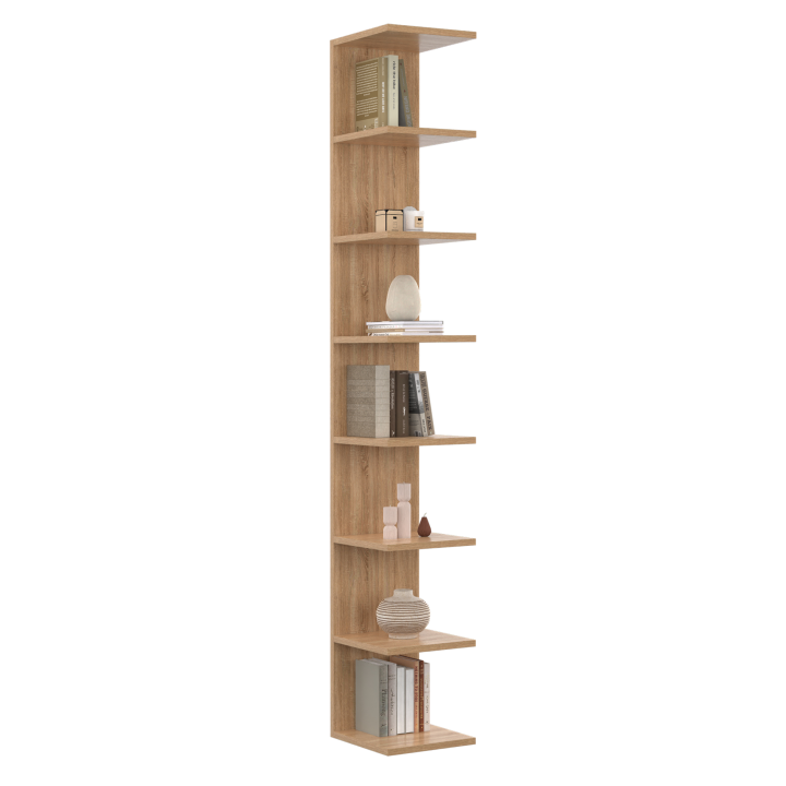 Etagère murale suspendue double position CHIARA 8 étagères façon hêtre 190 cm Etagère murale suspendue double position CHIARA 8 étagères façon hêtre 190 cm
